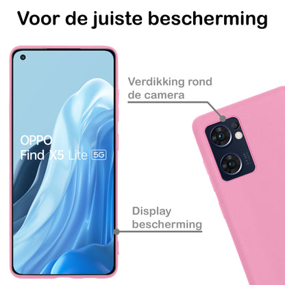 OPPO Find X5 Lite Hoesje Siliconen Backcover Lichtgewicht - Lichtroze