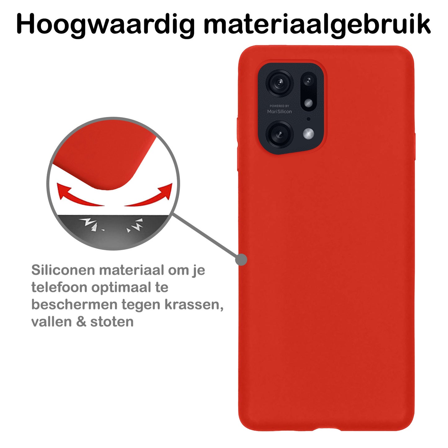 OPPO Find X5 Hoesje Siliconen - Rood