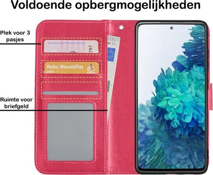 Samsung S20 FE Hoesje Bookcase Cover met Kaarthouder - Donkerroze