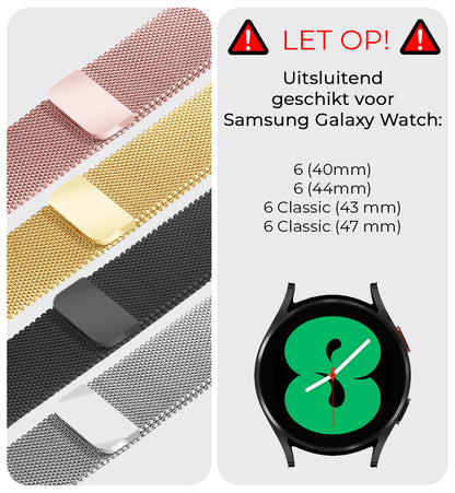 Polsbandje Met Magneetsluiting Geschikt voor Samsung Galaxy Watch 4 Bandje Milanees - Zilver