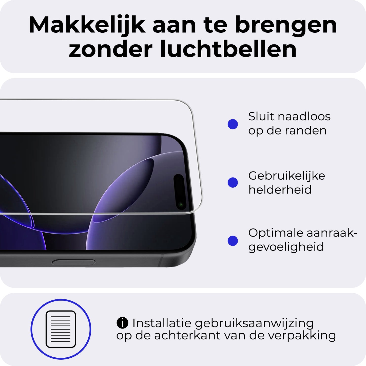 iPhone 16 Pro Max Screenprotector Volledige Dekking Tempered Glass