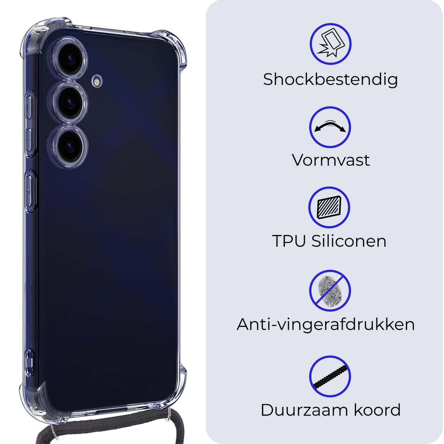 Samsung A15 Hoesje met Koord Siliconen - Transparant