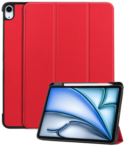 iPad Air 2024 / 2025 (11 inch) Trifold Bookcase Hoes met Penhouder voor Apple Pen - Rood