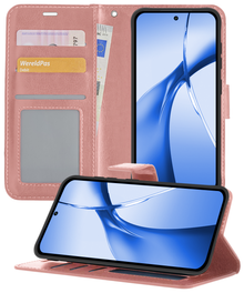 OnePlus Nord CE 4 Hoesje Bookcase Cover met Kaarthouder - Rosé goud
