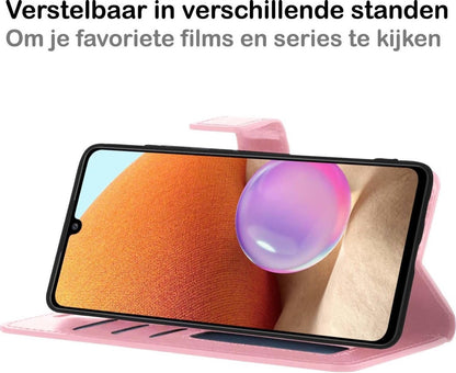 Samsung A32 5G Hoesje Bookcase Cover met Kaarthouder - Lichtroze