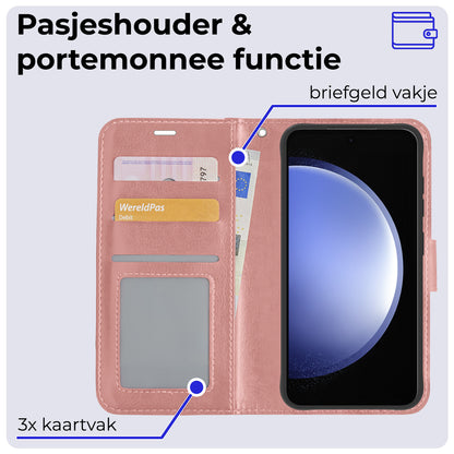 Samsung S23 FE Hoesje Bookcase Cover met Kaarthouder - Rosé goud