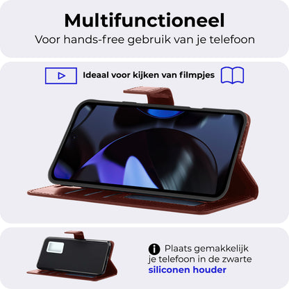 Google Pixel 10 Pro XL Hoesje Bookcase Cover met Kaarthouder - Bruin
