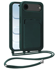 iPhone Air Hoesje Met Telefoonkoord en Pasjeshouder Siliconen - Donkergroen