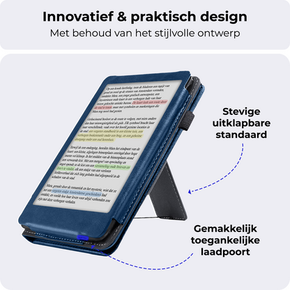 Kobo Clara Colour Leren Bookcase Hoes - Donkerblauw