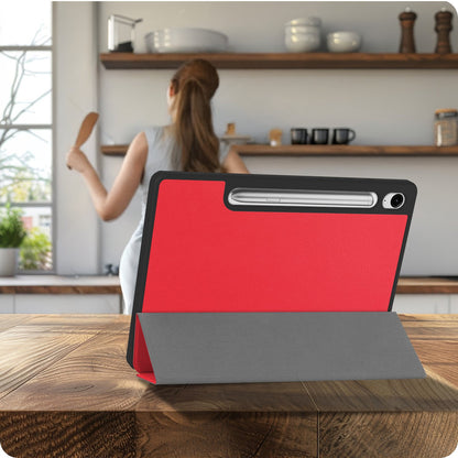 Samsung Galaxy Tab S10 Lite Trifold Bookcase Hoes met Penhouder voor S Pen - Rood