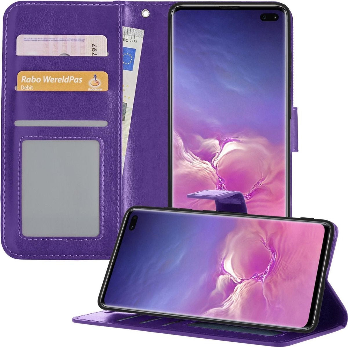 Samsung S10 Hoesje Book Case Kunstleer - Paars