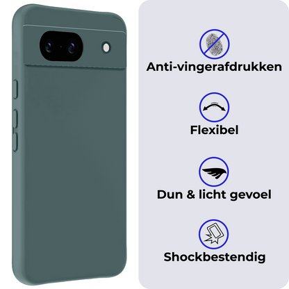 Google Pixel 8a Hoesje Siliconen Backcover Lichtgewicht - Donkergroen