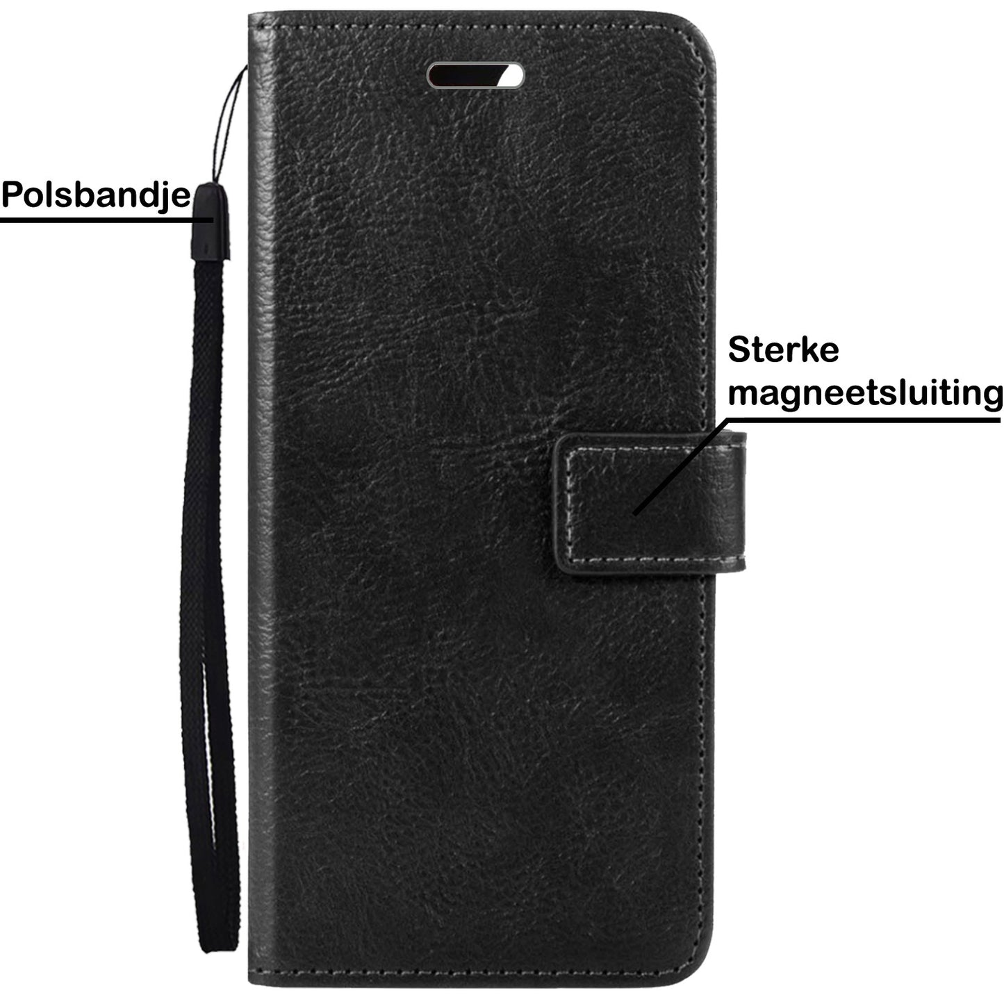 OPPO A16 Hoesje Book Case Kunstleer - Zwart