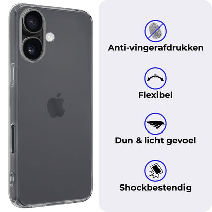iPhone 16 Plus Hoesje Siliconen Backcover Lichtgewicht - Transparant
