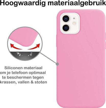 iPhone 12 Mini Hoesje Siliconen Backcover Lichtgewicht - Lichtroze