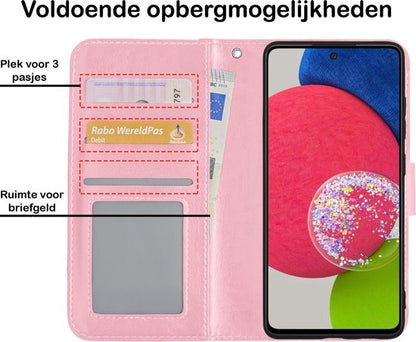 Samsung A52s Hoesje Bookcase Cover met Kaarthouder - Lichtroze