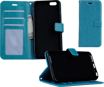 iPhone 5/5s/5SE Hoesje Bookcase Cover met Kaarthouder - Turquoise