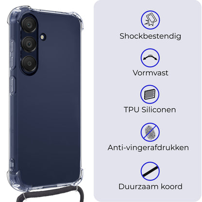 Samsung A25 Hoesje met Koord Backcover Shockproof - Transparant
