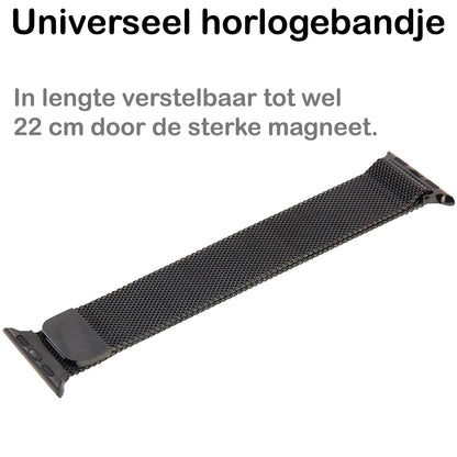 Milanese Horlogeband Geschikt voor Apple Watch 8 41 mm Bandje Milanees - Polsbandje Met Magneetsluiting Geschikt voor Apple Watch 8 41 mm Bandje Milanees - Zwart