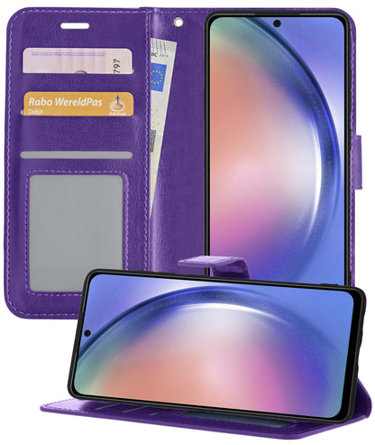 Samsung A54 Hoesje Bookcase Cover met Kaarthouder - Paars