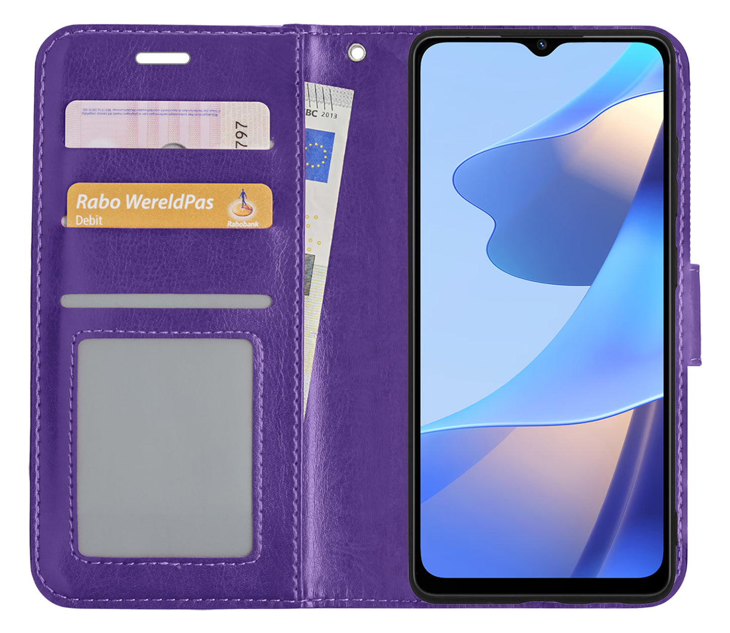 OPPO A16 Hoesje Book Case Kunstleer - Paars