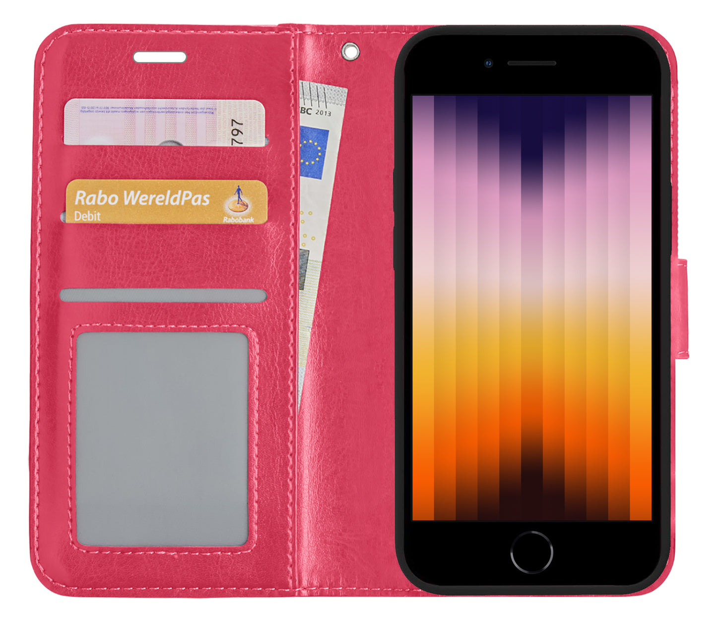 iPhone SE 2022 Hoesje Book Case Kunstleer - Donkerroze