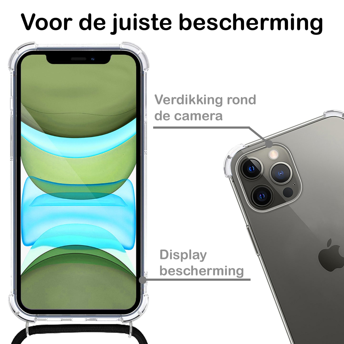 iPhone 11 Pro Max Hoesje met Koord Siliconen - Transparant