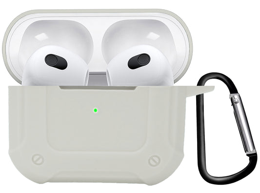 AirPods 3 Hoesje Shock Proof Case Siliconen met Clip - Wit