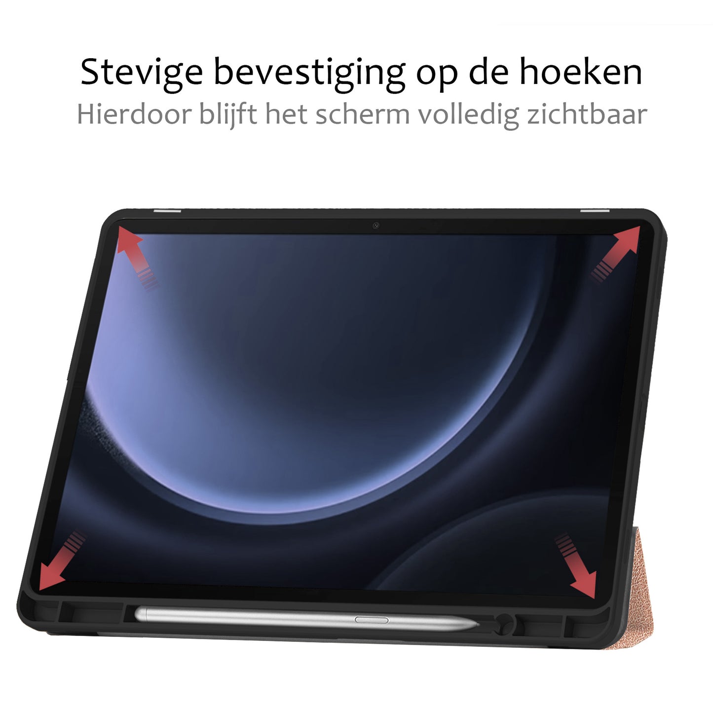 Samsung Galaxy Tab S9 FE Plus Tablethoes Smcpen Met Screenprotector - Rosðð Goud