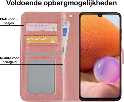 Samsung A32 5G Hoesje Bookcase Cover met Kaarthouder - Rosé goud