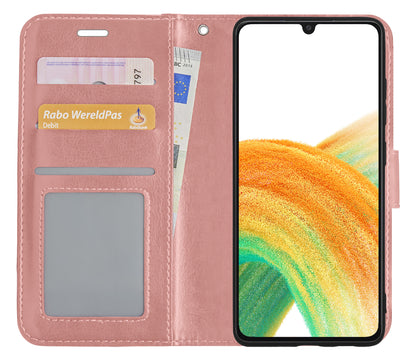 Samsung A33 Hoesje Bookcase Cover met Kaarthouder - Rosé goud