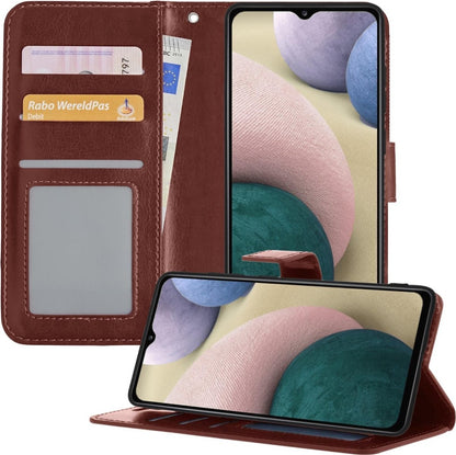 Samsung A12 Hoesje Bookcase Cover met Kaarthouder - Bruin