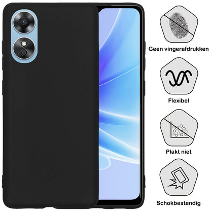 OPPO A17 Hoesje Siliconen Backcover Lichtgewicht - Zwart