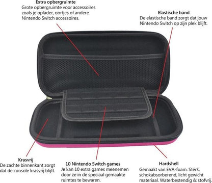 Nintendo Switch Hard Cover Hoes met Spellen ruimte - Roze