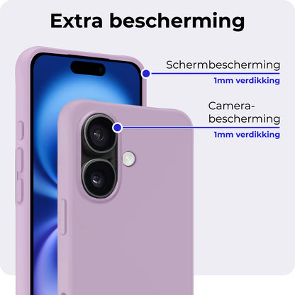 iPhone 16 Plus Hoesje Siliconen Backcover Lichtgewicht - Lila