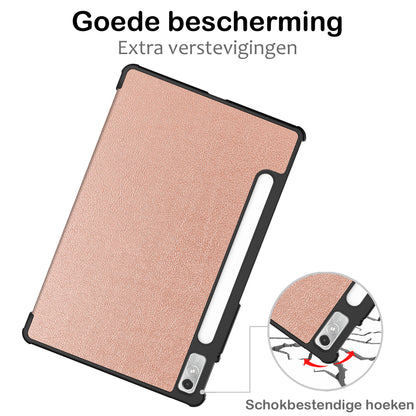 Lenovo Tab P11 Pro Trifold Bookcase Hoes met Penhouder Lenovo Pen - Rosé goud