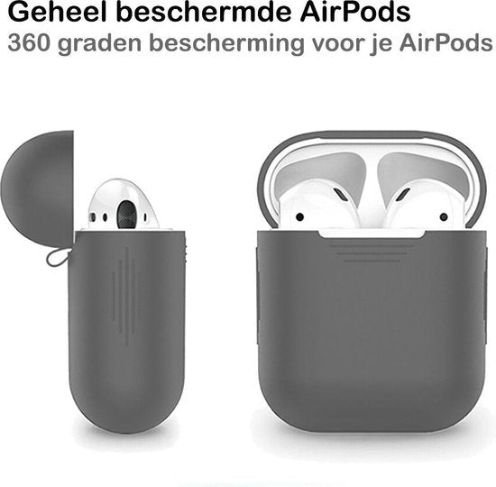 AirPods Hoesje Siliconen met Clip - Grijs