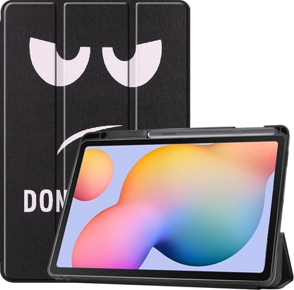 Samsung Galaxy Tab S6 Lite Trifold Bookcase Hoes met Penhouder voor S Pen - Don't Touch Me