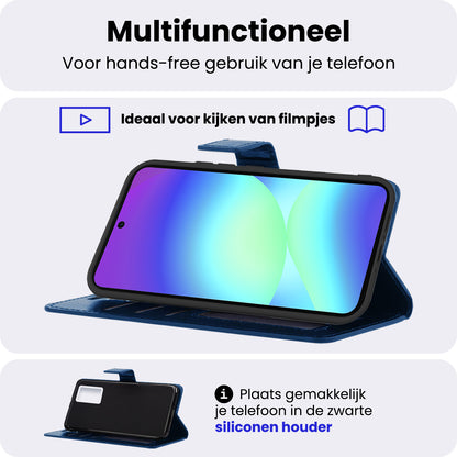 Samsung A56 Hoesje Bookcase Cover met Kaarthouder - Donkerblauw