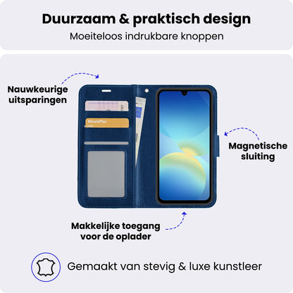 Samsung A26 Hoesje Bookcase Cover met Kaarthouder - Donkerblauw