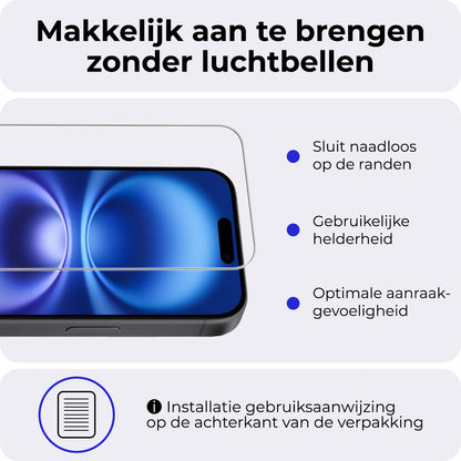 iPhone 16 Plus Screenprotector Gehard Glas - Volledige dekking