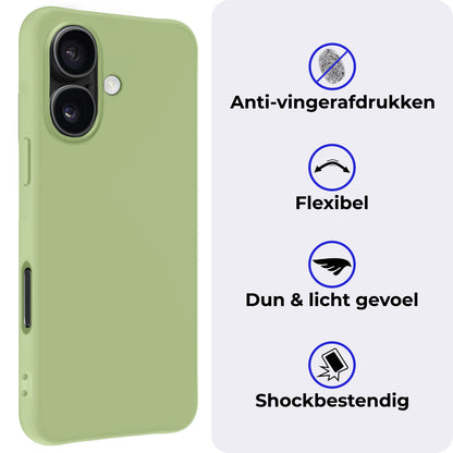 iPhone 16 Plus Hoesje Siliconen Backcover Lichtgewicht - Groen
