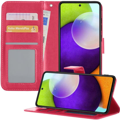 Samsung A52 5G Hoesje Bookcase Cover met Kaarthouder - Donkerroze