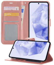 Samsung A35 Hoesje Bookcase Cover met Kaarthouder - Rosé goud