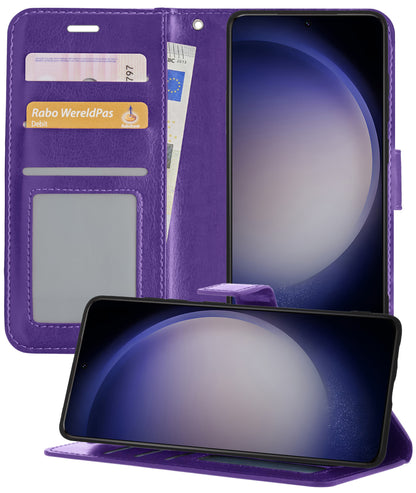 Samsung S23 Hoesje Bookcase Cover met Kaarthouder - Paars