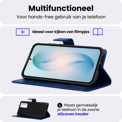 Samsung S26 Plus Hoesje Bookcase Cover met Kaarthouder - Donkerblauw