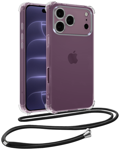 iPhone 18 Pro Max Hoesje met Koord Backcover Shockproof - Transparant