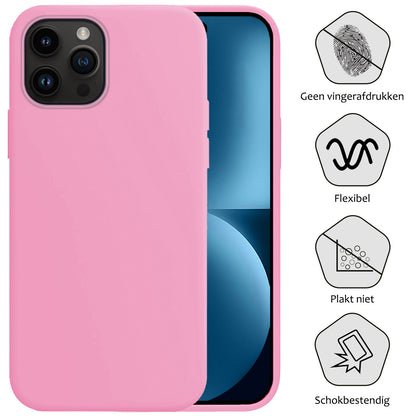 iPhone 15 Pro Max Hoesje Siliconen Backcover Lichtgewicht - Lichtroze