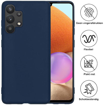 Samsung A32 4G Hoesje Siliconen Backcover Lichtgewicht - Donkerblauw