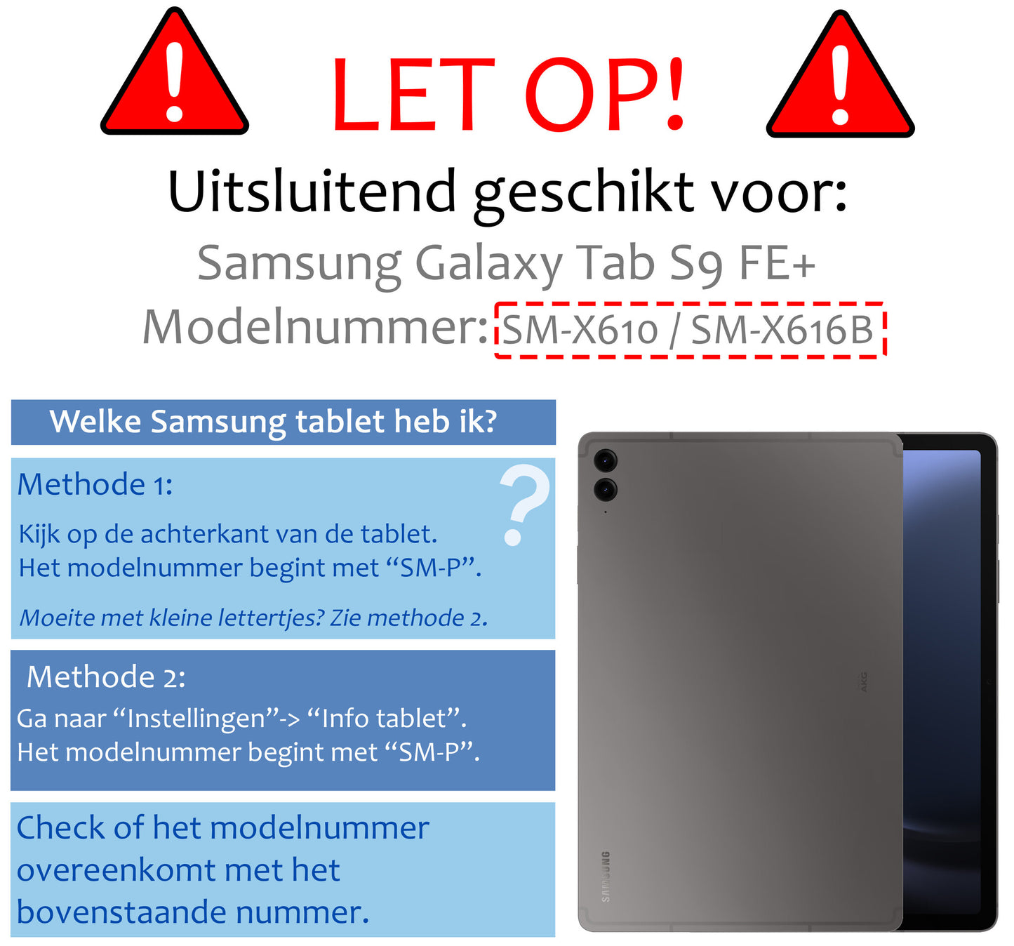 Samsung Galaxy Tab S9 FE Plus Tablethoes Smcpen Met Screenprotector - Lichtblauw